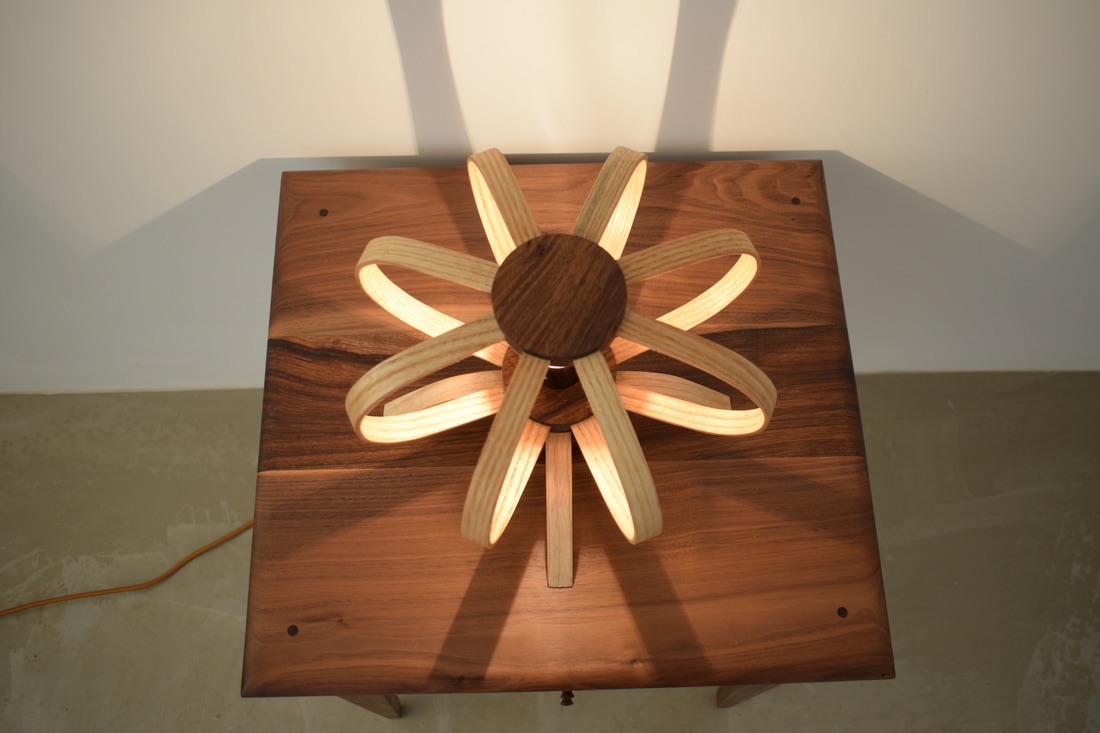 Jackdaw - Oak and walnut table lamp | The Lucent Crow - Designer Lighting